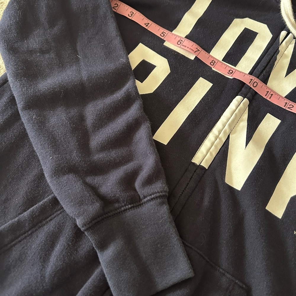 EUC rare 2011 Victoria's Secret Pink Navy zip up hoodie sz S. “LOVE PINK”  “86” - Picture 7 of 9